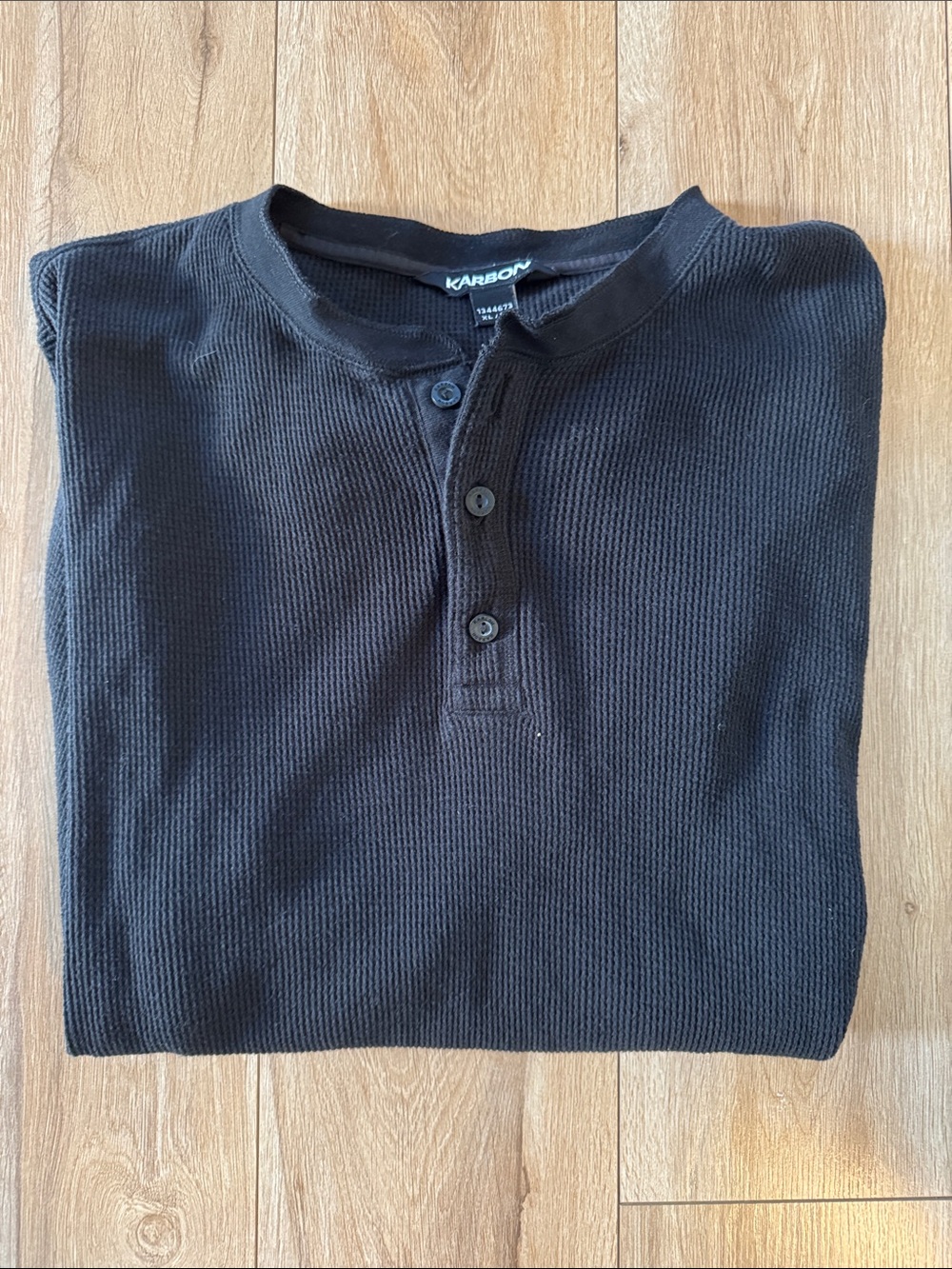 2/$30 KARBON Men’s XL Black Waffle Henley Long Sleeve Shirt